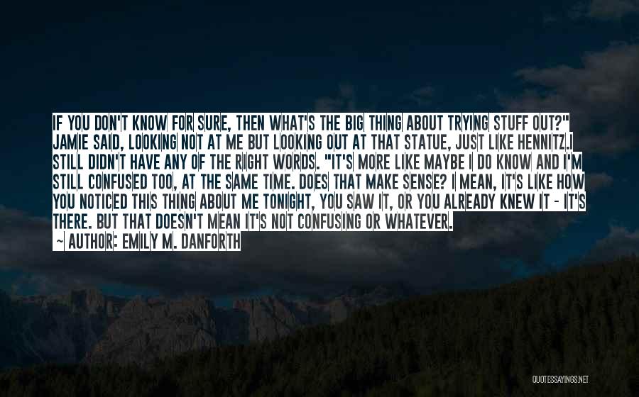 Emily M. Danforth Quotes: If You Don't Know For Sure, Then What's The Big Thing About Trying Stuff Out? Jamie Said, Looking Not At