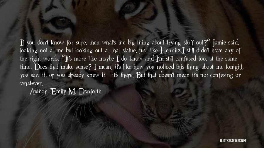 Emily M. Danforth Quotes: If You Don't Know For Sure, Then What's The Big Thing About Trying Stuff Out? Jamie Said, Looking Not At