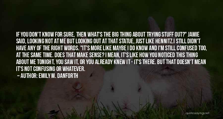 Emily M. Danforth Quotes: If You Don't Know For Sure, Then What's The Big Thing About Trying Stuff Out? Jamie Said, Looking Not At