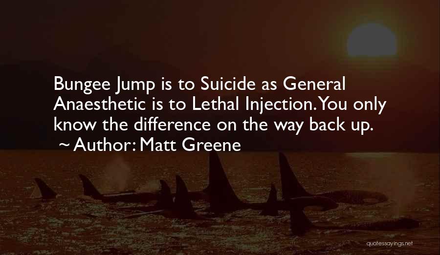 Matt Greene Quotes: Bungee Jump Is To Suicide As General Anaesthetic Is To Lethal Injection. You Only Know The Difference On The Way