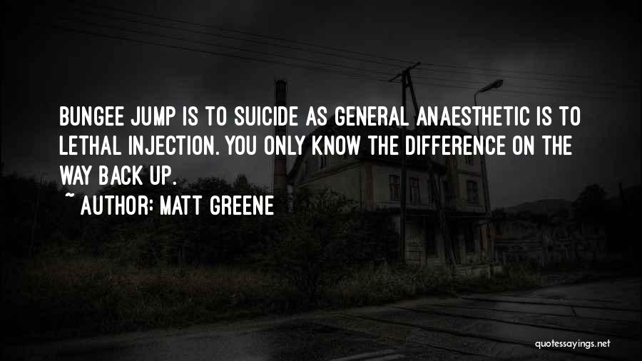 Matt Greene Quotes: Bungee Jump Is To Suicide As General Anaesthetic Is To Lethal Injection. You Only Know The Difference On The Way