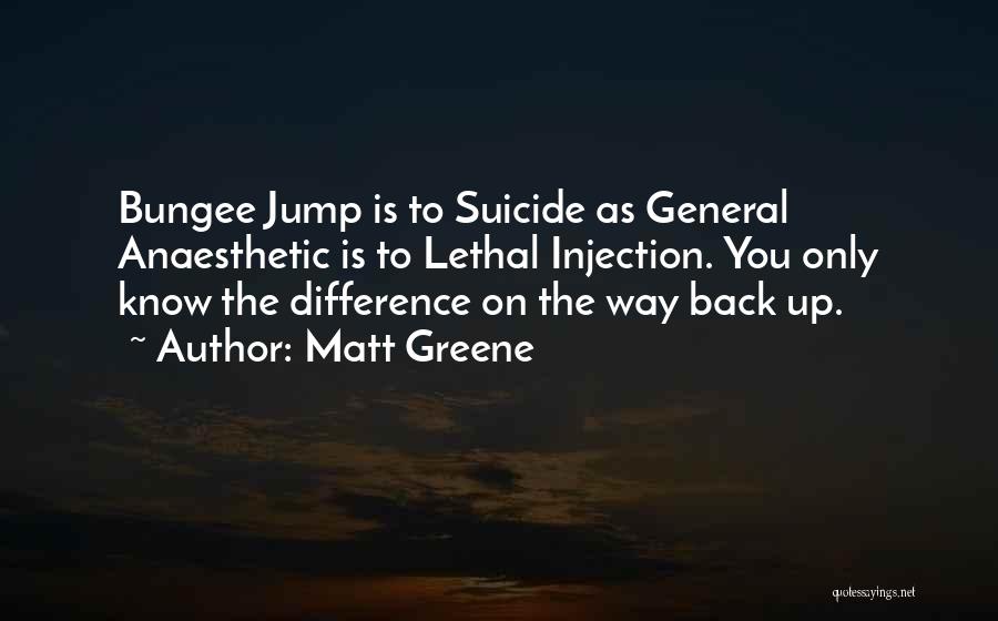 Matt Greene Quotes: Bungee Jump Is To Suicide As General Anaesthetic Is To Lethal Injection. You Only Know The Difference On The Way