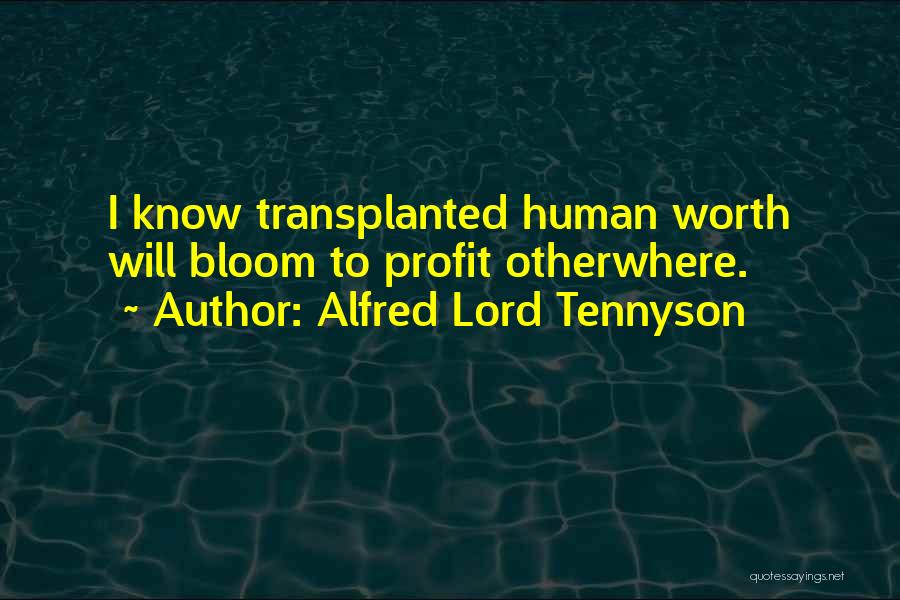 Alfred Lord Tennyson Quotes: I Know Transplanted Human Worth Will Bloom To Profit Otherwhere.
