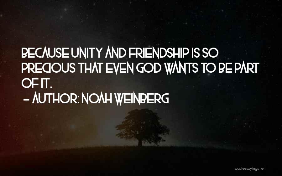Noah Weinberg Quotes: Because Unity And Friendship Is So Precious That Even God Wants To Be Part Of It.