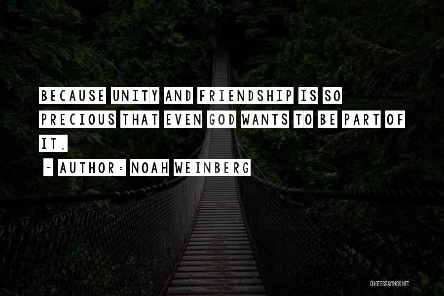 Noah Weinberg Quotes: Because Unity And Friendship Is So Precious That Even God Wants To Be Part Of It.