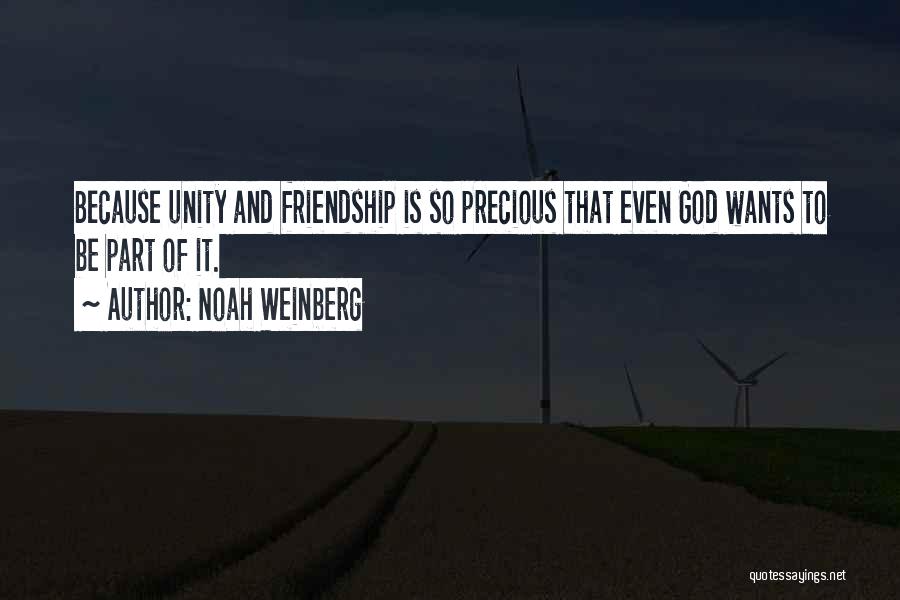 Noah Weinberg Quotes: Because Unity And Friendship Is So Precious That Even God Wants To Be Part Of It.