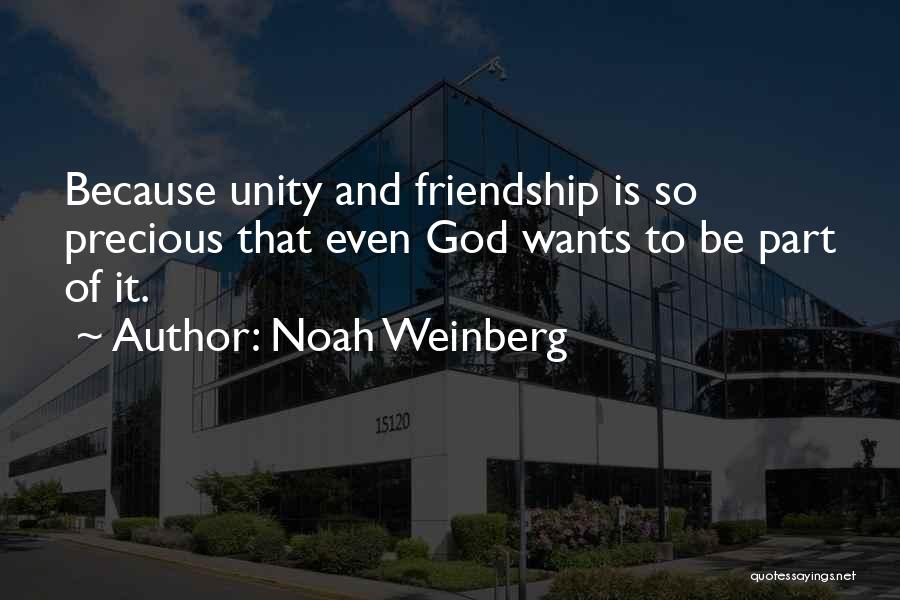 Noah Weinberg Quotes: Because Unity And Friendship Is So Precious That Even God Wants To Be Part Of It.