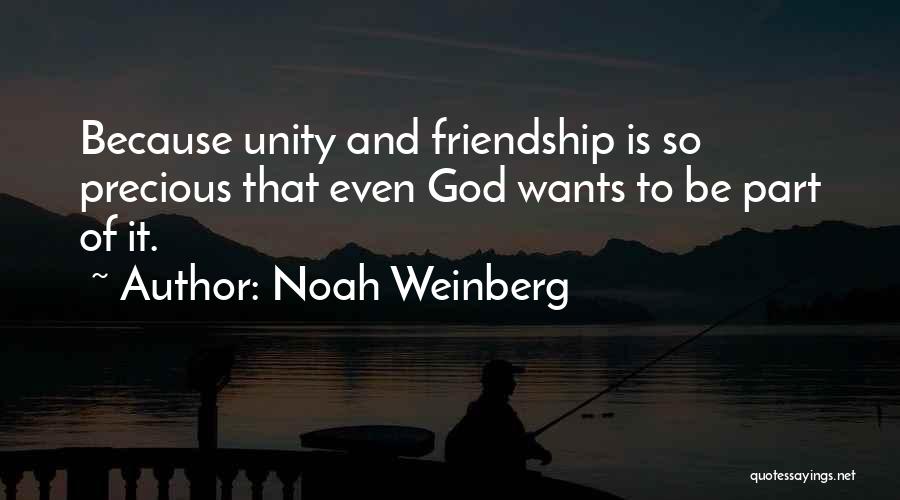 Noah Weinberg Quotes: Because Unity And Friendship Is So Precious That Even God Wants To Be Part Of It.