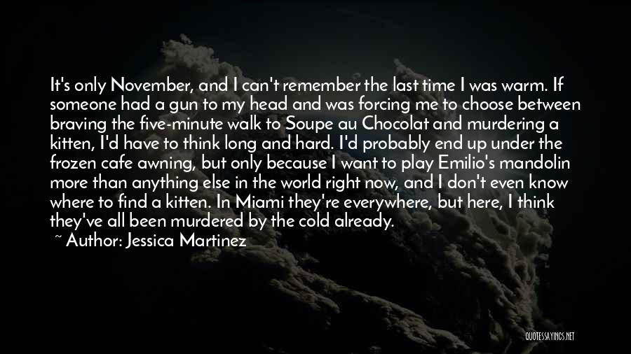 Jessica Martinez Quotes: It's Only November, And I Can't Remember The Last Time I Was Warm. If Someone Had A Gun To My