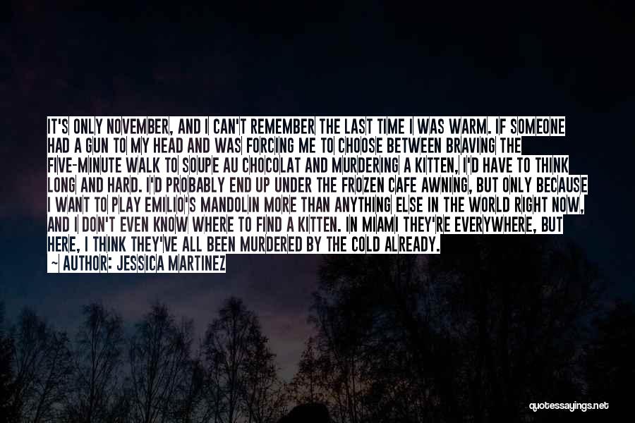 Jessica Martinez Quotes: It's Only November, And I Can't Remember The Last Time I Was Warm. If Someone Had A Gun To My