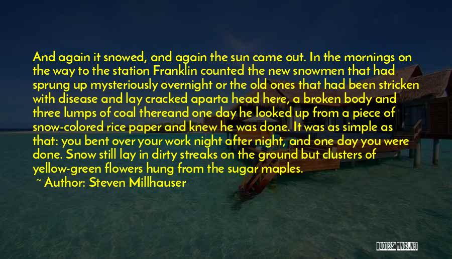 Steven Millhauser Quotes: And Again It Snowed, And Again The Sun Came Out. In The Mornings On The Way To The Station Franklin