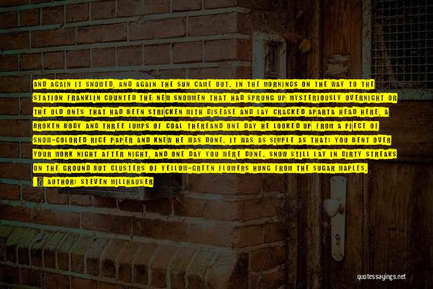 Steven Millhauser Quotes: And Again It Snowed, And Again The Sun Came Out. In The Mornings On The Way To The Station Franklin