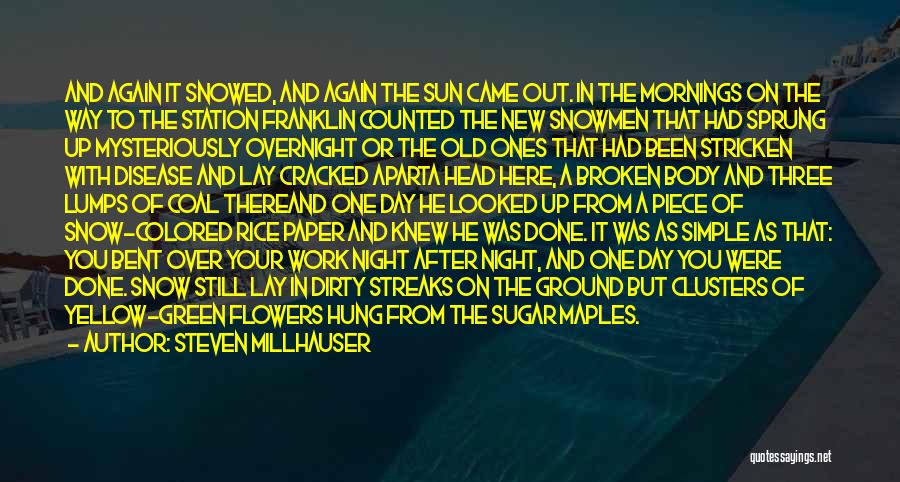 Steven Millhauser Quotes: And Again It Snowed, And Again The Sun Came Out. In The Mornings On The Way To The Station Franklin