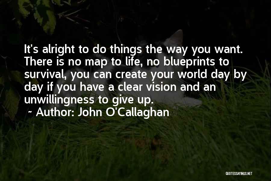 John O'Callaghan Quotes: It's Alright To Do Things The Way You Want. There Is No Map To Life, No Blueprints To Survival, You