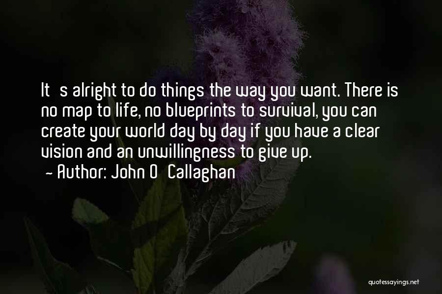 John O'Callaghan Quotes: It's Alright To Do Things The Way You Want. There Is No Map To Life, No Blueprints To Survival, You