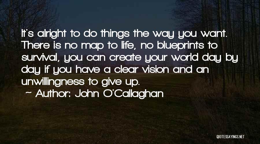 John O'Callaghan Quotes: It's Alright To Do Things The Way You Want. There Is No Map To Life, No Blueprints To Survival, You