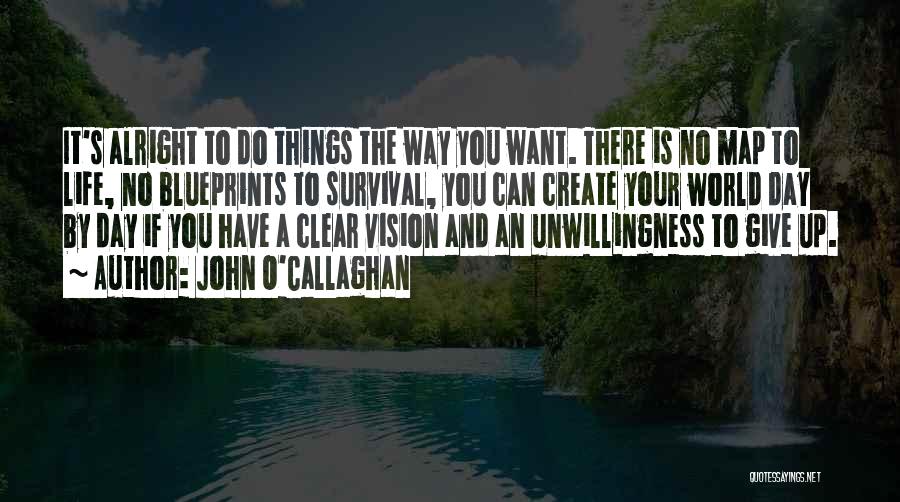 John O'Callaghan Quotes: It's Alright To Do Things The Way You Want. There Is No Map To Life, No Blueprints To Survival, You