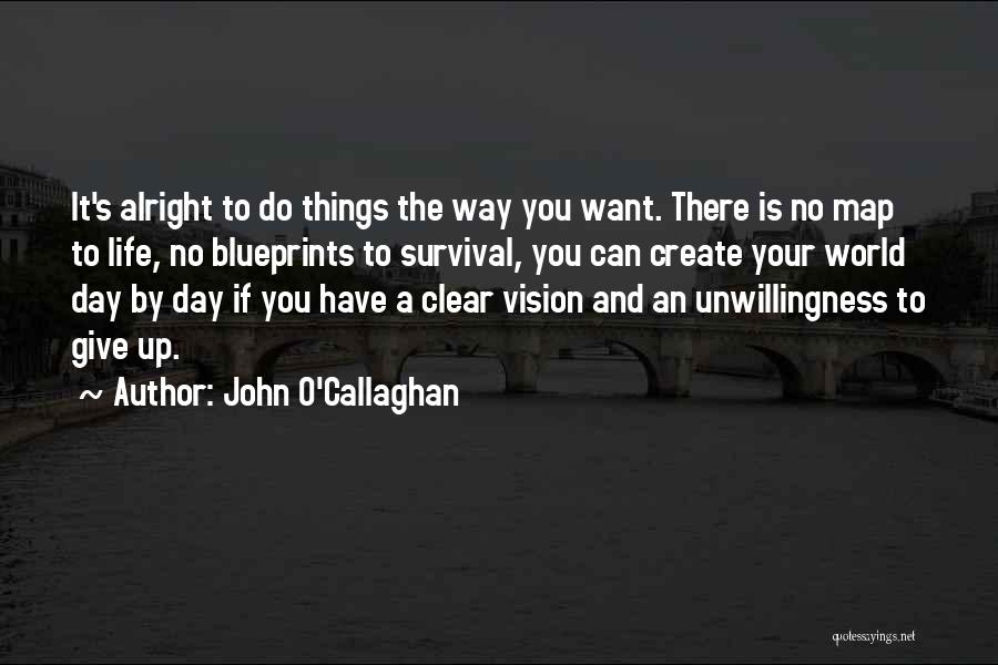 John O'Callaghan Quotes: It's Alright To Do Things The Way You Want. There Is No Map To Life, No Blueprints To Survival, You