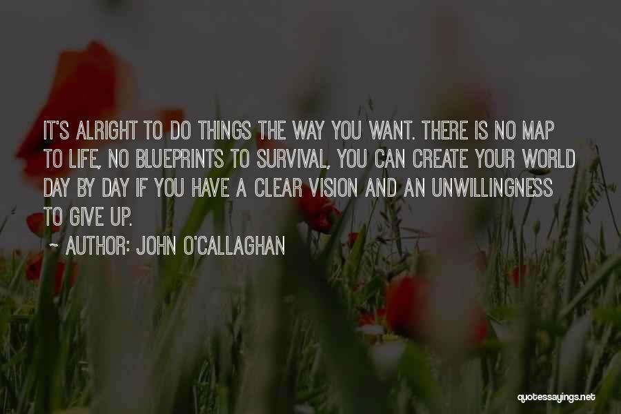 John O'Callaghan Quotes: It's Alright To Do Things The Way You Want. There Is No Map To Life, No Blueprints To Survival, You