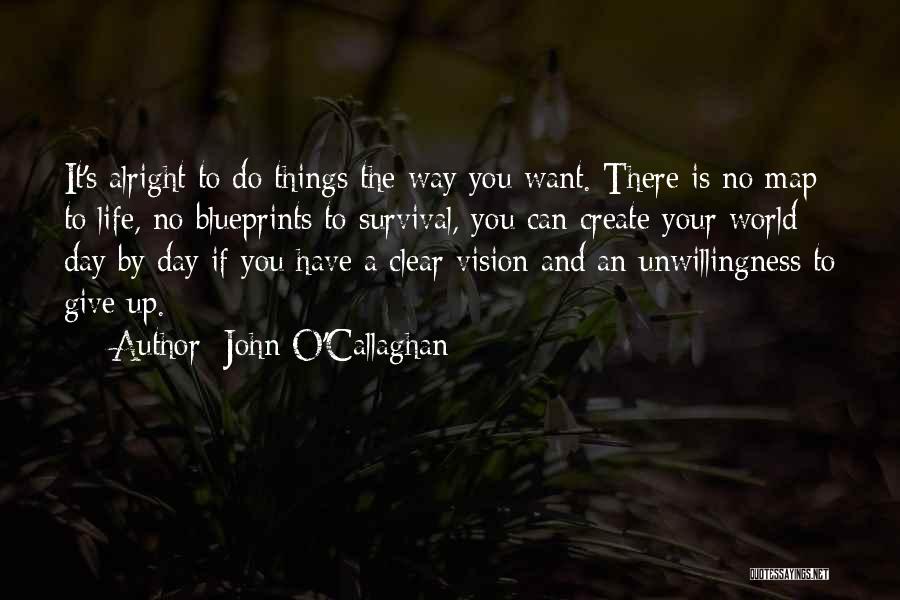 John O'Callaghan Quotes: It's Alright To Do Things The Way You Want. There Is No Map To Life, No Blueprints To Survival, You