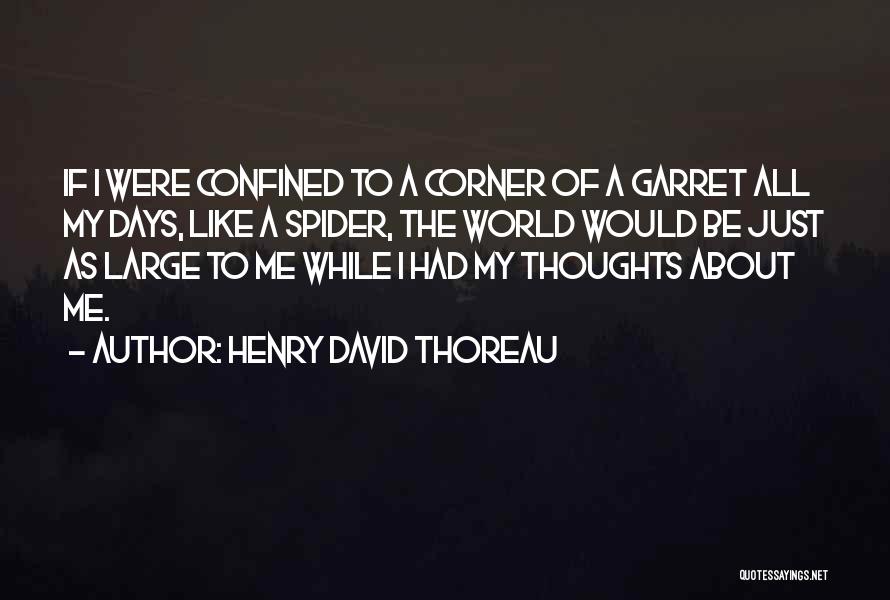 Henry David Thoreau Quotes: If I Were Confined To A Corner Of A Garret All My Days, Like A Spider, The World Would Be