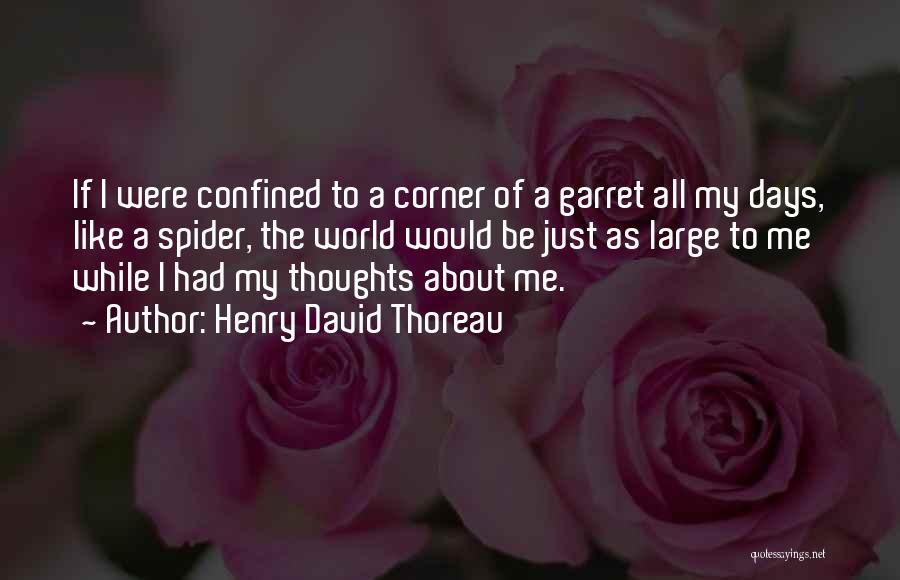 Henry David Thoreau Quotes: If I Were Confined To A Corner Of A Garret All My Days, Like A Spider, The World Would Be