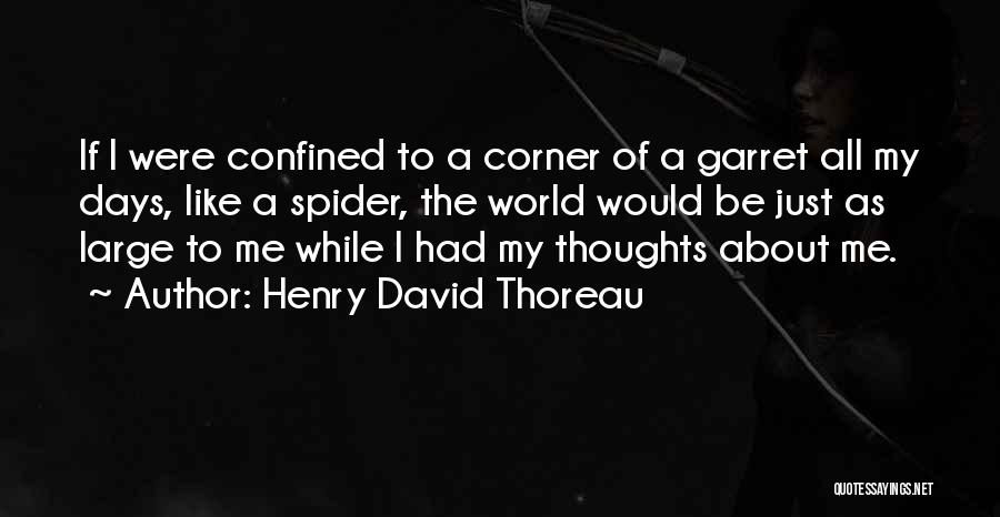 Henry David Thoreau Quotes: If I Were Confined To A Corner Of A Garret All My Days, Like A Spider, The World Would Be