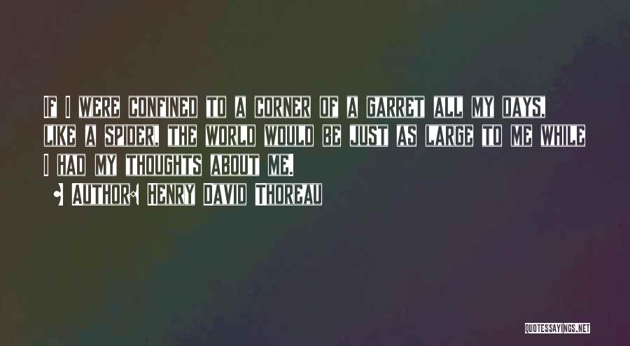 Henry David Thoreau Quotes: If I Were Confined To A Corner Of A Garret All My Days, Like A Spider, The World Would Be