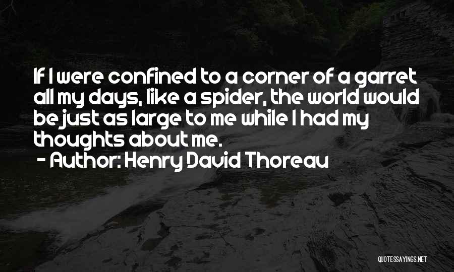 Henry David Thoreau Quotes: If I Were Confined To A Corner Of A Garret All My Days, Like A Spider, The World Would Be