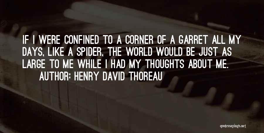 Henry David Thoreau Quotes: If I Were Confined To A Corner Of A Garret All My Days, Like A Spider, The World Would Be