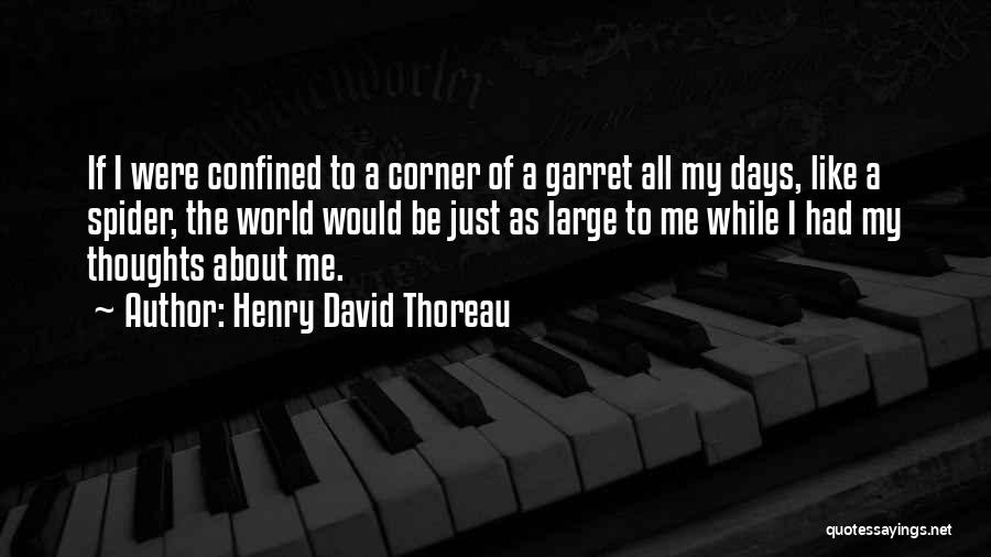 Henry David Thoreau Quotes: If I Were Confined To A Corner Of A Garret All My Days, Like A Spider, The World Would Be