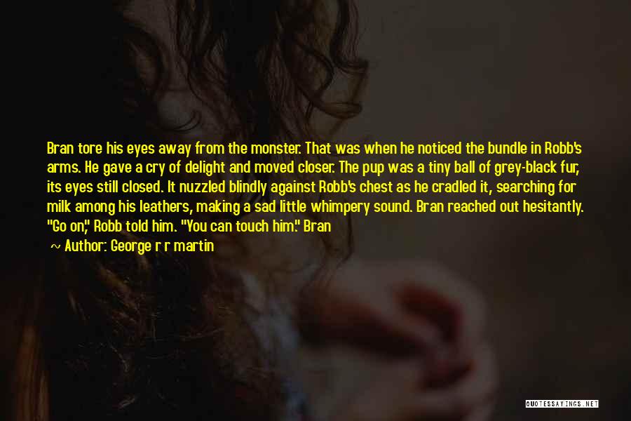 George R R Martin Quotes: Bran Tore His Eyes Away From The Monster. That Was When He Noticed The Bundle In Robb's Arms. He Gave