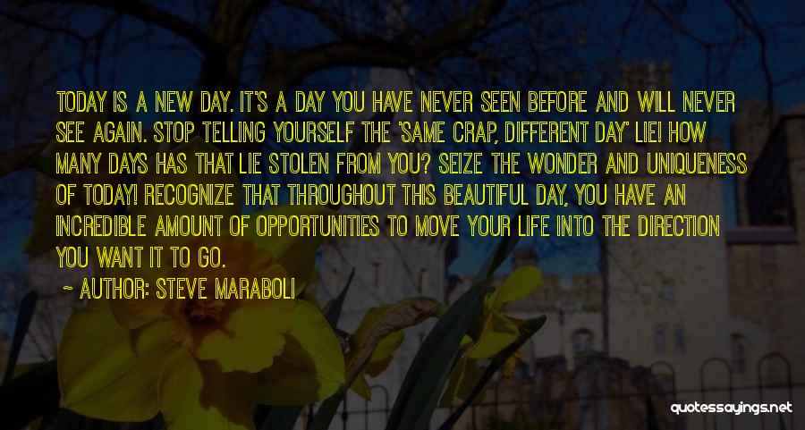 Steve Maraboli Quotes: Today Is A New Day. It's A Day You Have Never Seen Before And Will Never See Again. Stop Telling