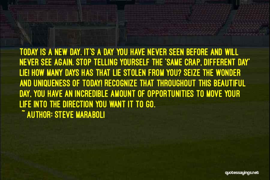 Steve Maraboli Quotes: Today Is A New Day. It's A Day You Have Never Seen Before And Will Never See Again. Stop Telling