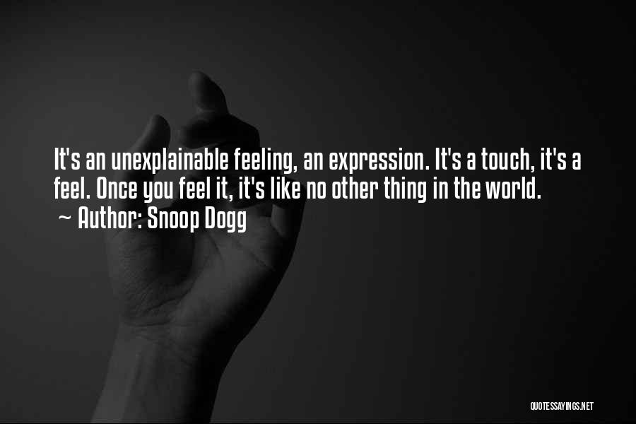 Snoop Dogg Quotes: It's An Unexplainable Feeling, An Expression. It's A Touch, It's A Feel. Once You Feel It, It's Like No Other