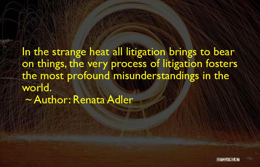 Renata Adler Quotes: In The Strange Heat All Litigation Brings To Bear On Things, The Very Process Of Litigation Fosters The Most Profound