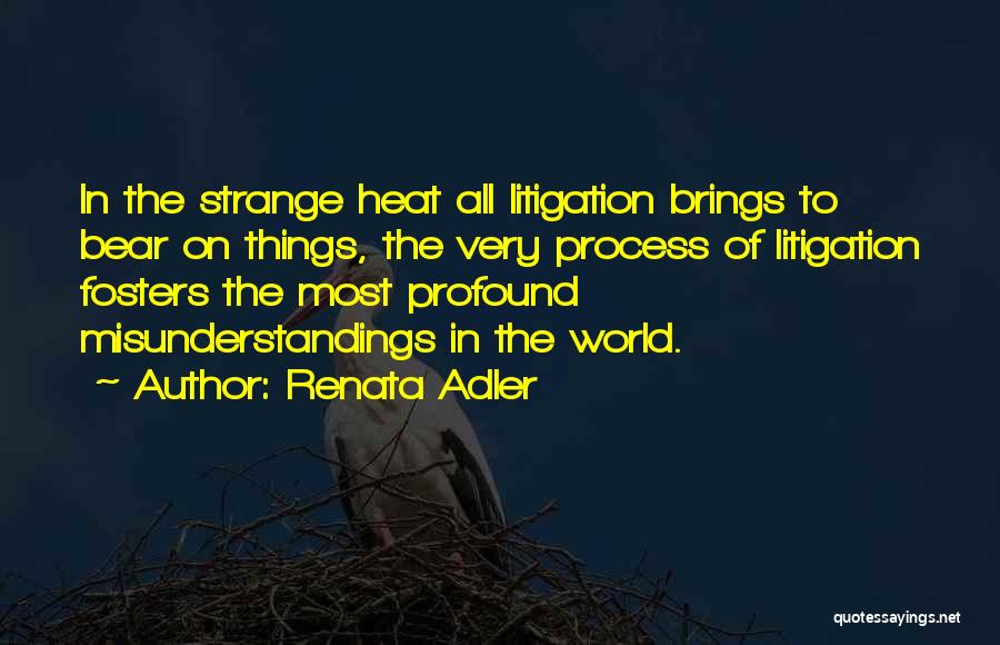 Renata Adler Quotes: In The Strange Heat All Litigation Brings To Bear On Things, The Very Process Of Litigation Fosters The Most Profound