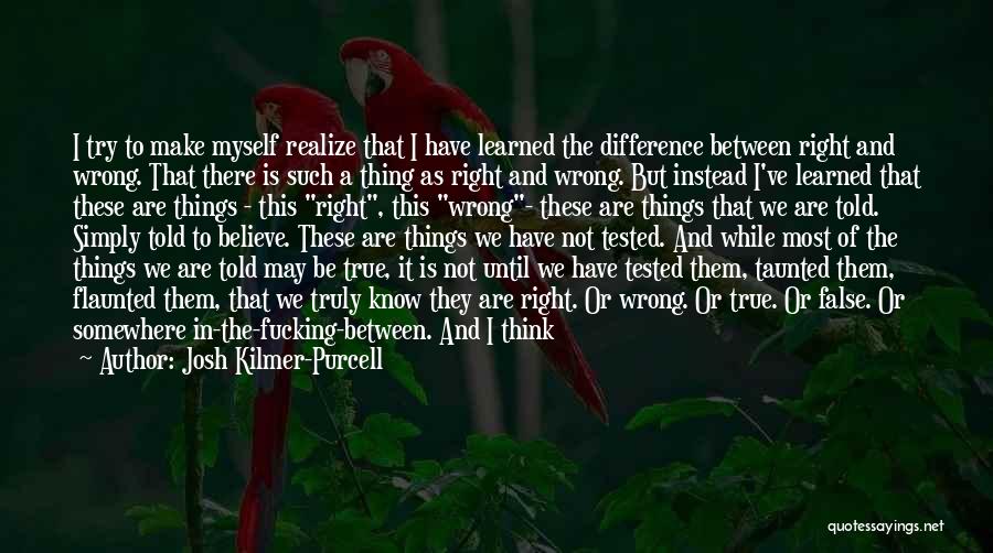 Josh Kilmer-Purcell Quotes: I Try To Make Myself Realize That I Have Learned The Difference Between Right And Wrong. That There Is Such