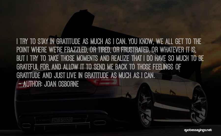 Joan Osborne Quotes: I Try To Stay In Gratitude As Much As I Can. You Know, We All Get To The Point Where