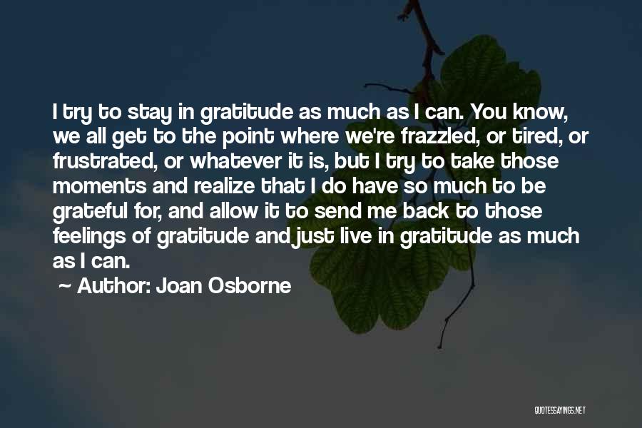 Joan Osborne Quotes: I Try To Stay In Gratitude As Much As I Can. You Know, We All Get To The Point Where