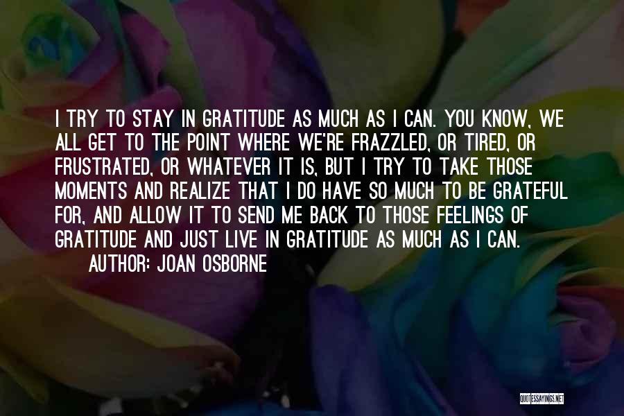 Joan Osborne Quotes: I Try To Stay In Gratitude As Much As I Can. You Know, We All Get To The Point Where