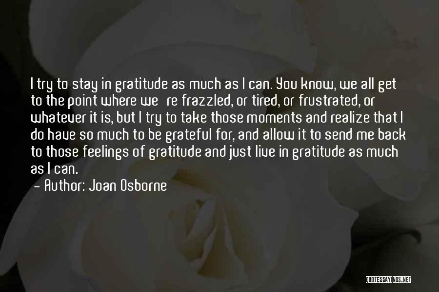 Joan Osborne Quotes: I Try To Stay In Gratitude As Much As I Can. You Know, We All Get To The Point Where