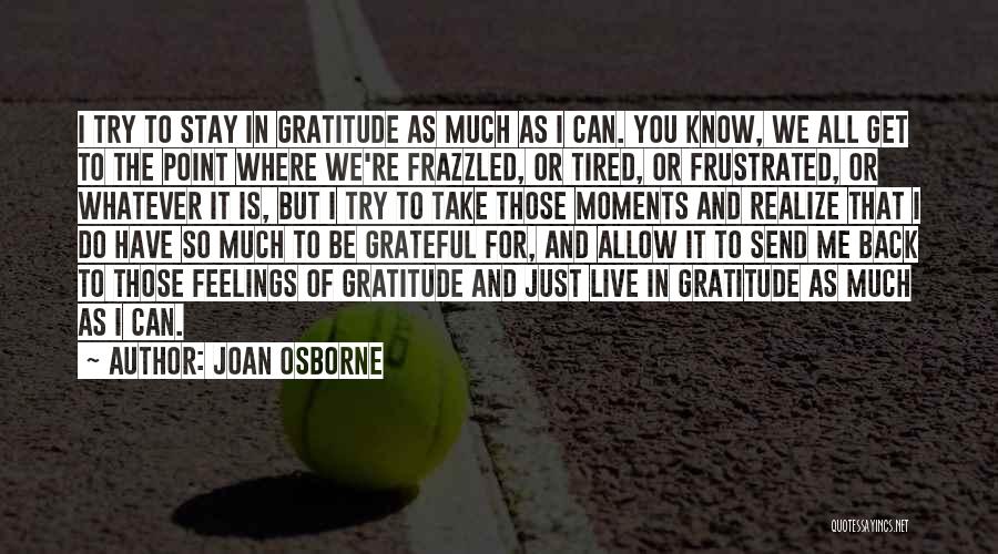 Joan Osborne Quotes: I Try To Stay In Gratitude As Much As I Can. You Know, We All Get To The Point Where