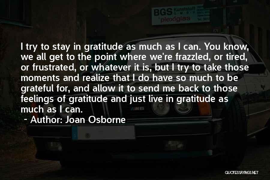 Joan Osborne Quotes: I Try To Stay In Gratitude As Much As I Can. You Know, We All Get To The Point Where