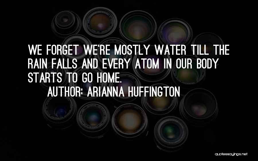 Arianna Huffington Quotes: We Forget We're Mostly Water Till The Rain Falls And Every Atom In Our Body Starts To Go Home.