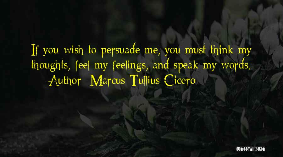 Marcus Tullius Cicero Quotes: If You Wish To Persuade Me, You Must Think My Thoughts, Feel My Feelings, And Speak My Words.