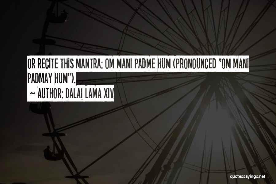 Dalai Lama XIV Quotes: Or Recite This Mantra: Om Mani Padme Hum (pronounced Om Mani Padmay Hum).