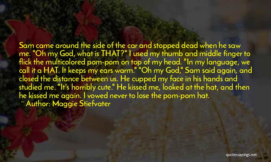 Maggie Stiefvater Quotes: Sam Came Around The Side Of The Car And Stopped Dead When He Saw Me. Oh My God, What Is
