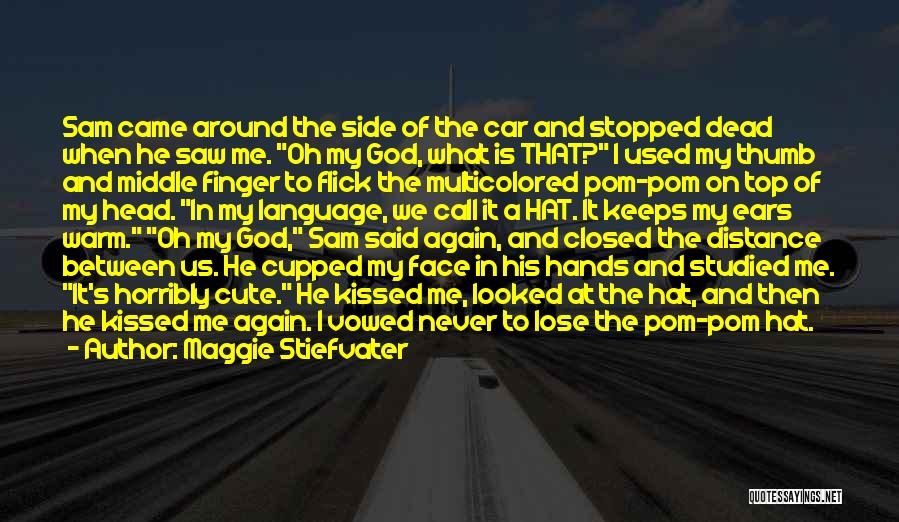 Maggie Stiefvater Quotes: Sam Came Around The Side Of The Car And Stopped Dead When He Saw Me. Oh My God, What Is