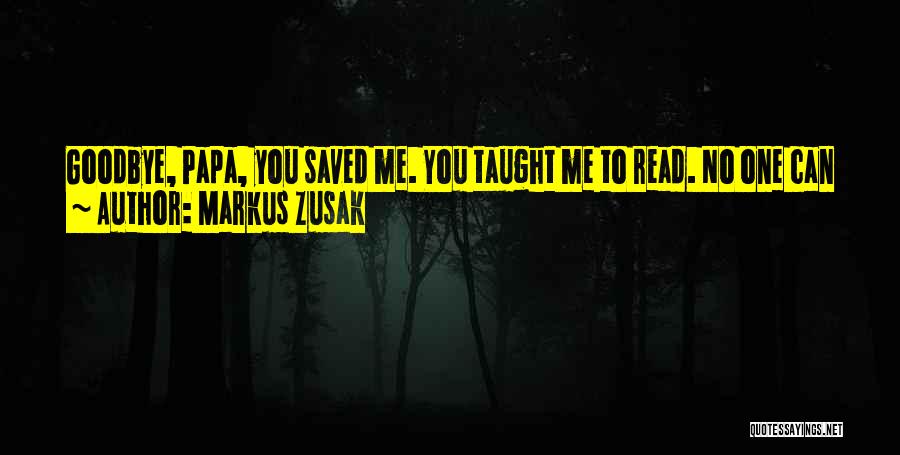 Markus Zusak Quotes: Goodbye, Papa, You Saved Me. You Taught Me To Read. No One Can Play Like You. I'll Never Drink Champagne.